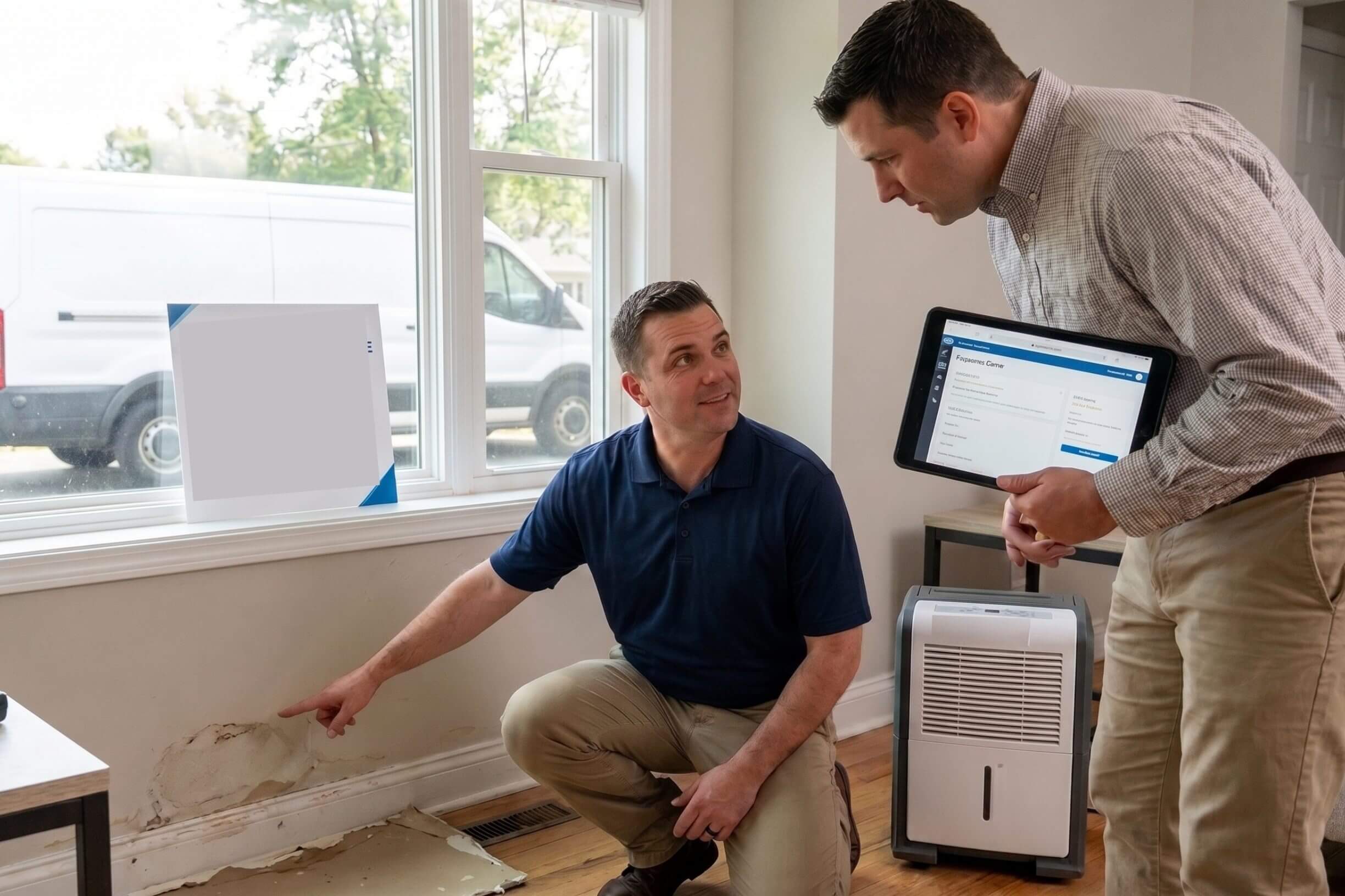 ContentsPros Denver specialists answering homeowner questions during on-site assessment
