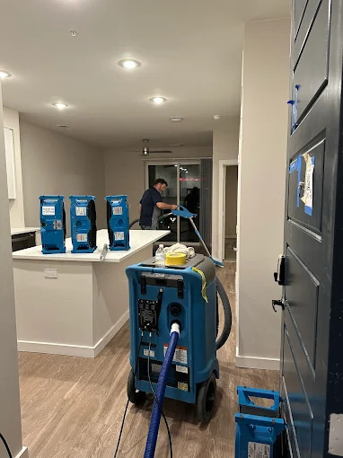 Water damage drying equipment in Denver home